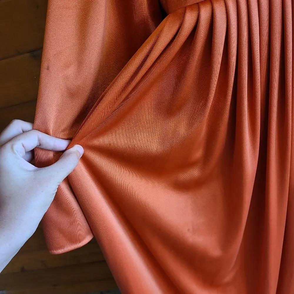 Vintage Dress Rust Maxi 70's Handmade Wide Sleeve Boho Fall Holiday MCM Prairie - Picture 5 of 6